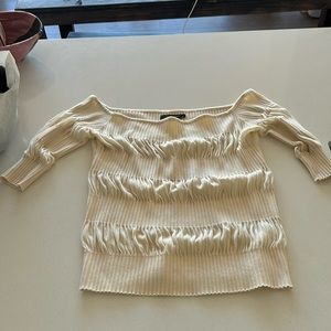 Club Monaco scrunched scoop neck off the shoulder silk nylon polyester